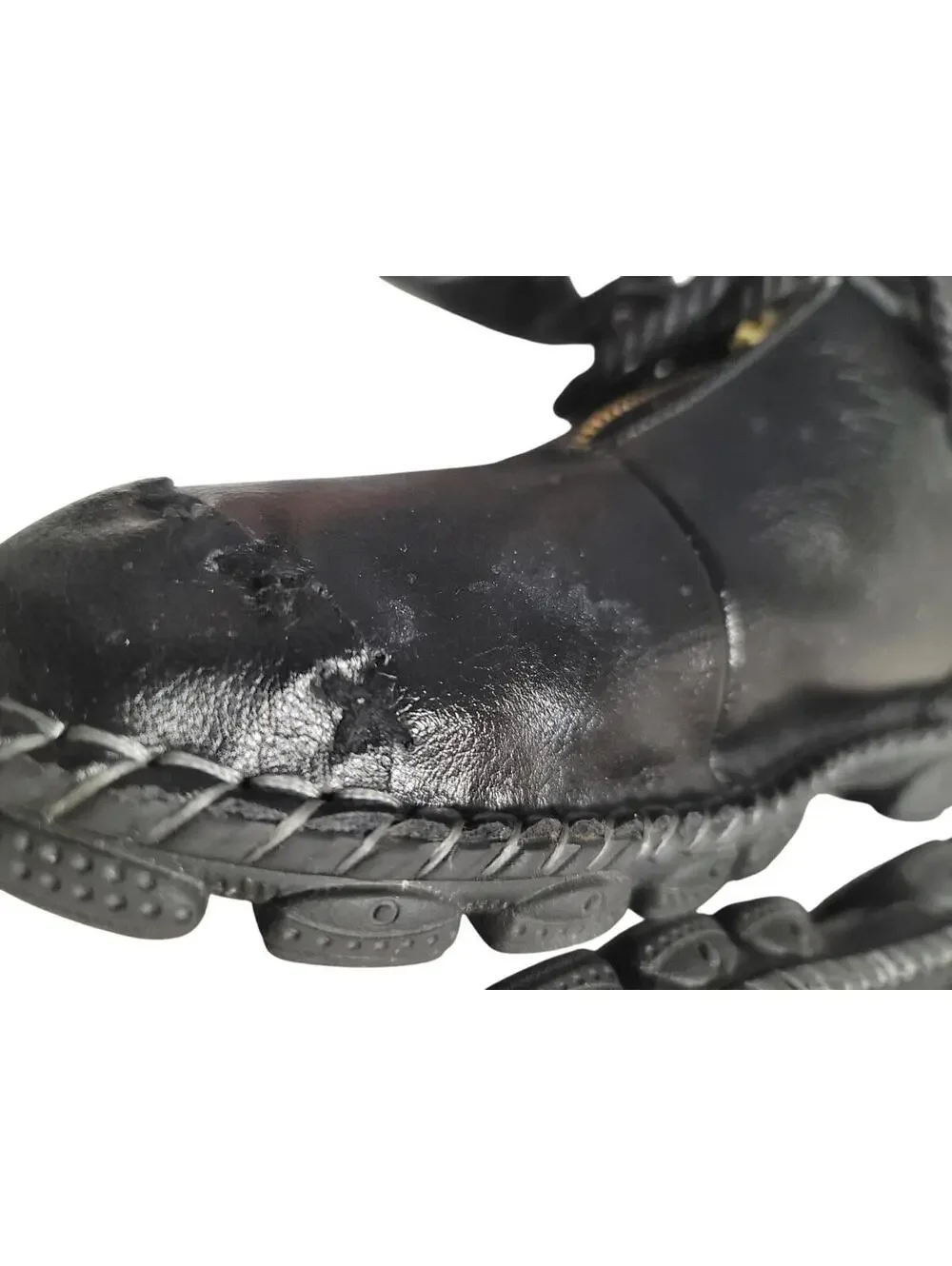 Men's Black Leather European Shoes (46 EU) w/ Zip & Lace-Up - Hand-Stitched